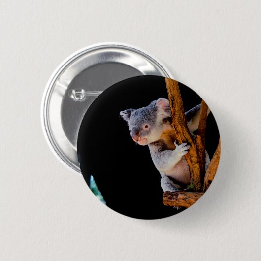 Koala Niedlich in Tree Gray Button (Vorne & Hinten)