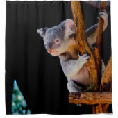 Koala Niedlich in Tree Gray Duschvorhang (Vorderseite)