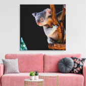 Koala Niedlich in Tree Gray Leinwanddruck (Insitu (Wohnzimmer))
