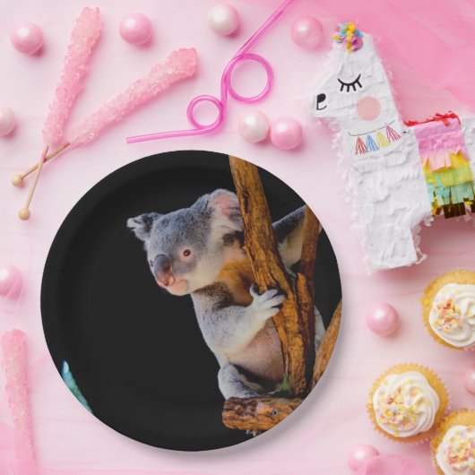 Koala Niedlich in Tree Gray Pappteller (Party)