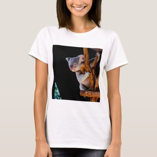 Koala Niedlich in Tree Gray T-Shirt (Vorderseite)