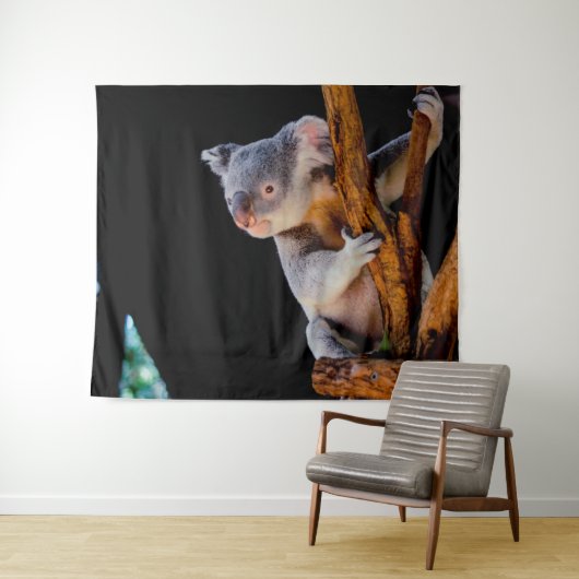 Koala Niedlich in Tree Gray Wandteppich (Beispiel (Horizontal))