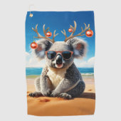 Koala on beach wearing Antlers and baubles Golfhandtuch (Vorderseite)