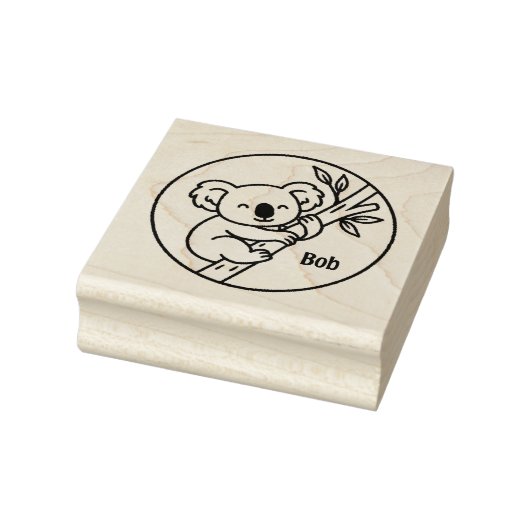 Koala on Branch Custom Name Stamp Gummistempel (Stempel)