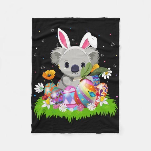 Koala Ostereier Hunt Bunny Ear Koala Osterfeier Fleecedecke (Vorderseite)