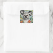 Koala Painting Quadratischer Aufkleber (Tasche)