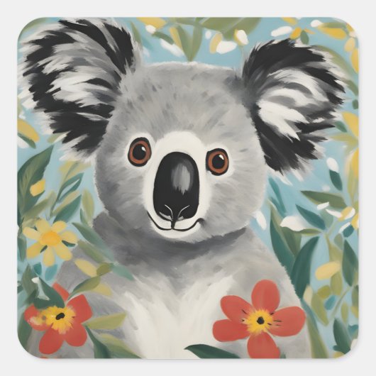 Koala Painting Quadratischer Aufkleber (Vorderseite)