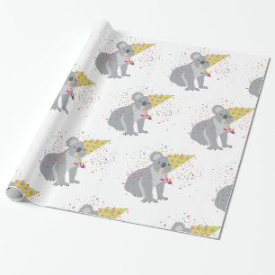 Koala Partying - Tiere mit Party Geschenkpapier
