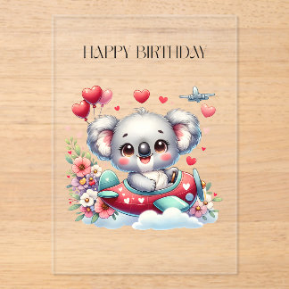 Koala-Pilot-Geburtstag Acryleinladungen