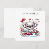 Koala-Pilot-Geburtstag Einladung (Vorne/Hinten)