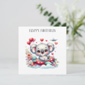 Koala-Pilot-Geburtstag Einladung (Stehend Vorderseite)