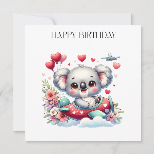 Koala-Pilot-Geburtstag Einladung (Vorderseite)