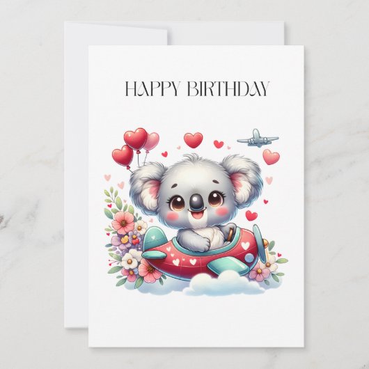 Koala-Pilot-Geburtstag Einladung (Vorderseite)