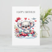 Koala-Pilot-Geburtstag Einladung (Stehend Vorderseite)