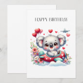 Koala-Pilot-Geburtstag Einladung (Vorne/Hinten)