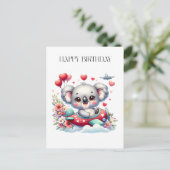 Koala-Pilot-Geburtstag Feiertagspostkarte (Stehend Vorderseite)