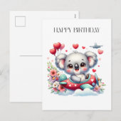 Koala-Pilot-Geburtstag Feiertagspostkarte (Vorne/Hinten)