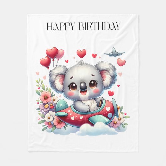 Koala-Pilot-Geburtstag Fleecedecke (Vorderseite)