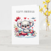 Koala-Pilot-Geburtstag Karte (Gelbe Blume)