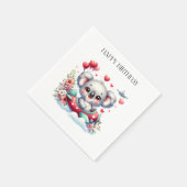 Koala-Pilot-Geburtstag Serviette (Ecke)