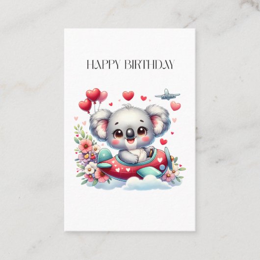 Koala-Pilot-Geburtstag Visitenkarte (Vorderseite)