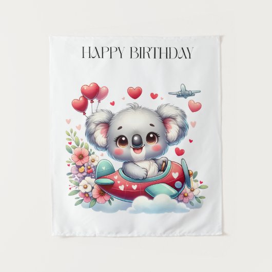 Koala-Pilot-Geburtstag Wandteppich (Vorderseite)