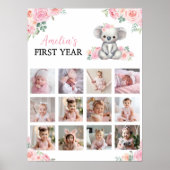 Koala Pink Flora Foto Meilenstein Unterschrift Poster (Vorne)