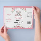 Koala Pink Floral Girl Birthday Chip Bag Wrapper Flyer (Hand)