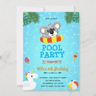 Koala Pool Party Einladung