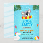 Koala-Poolparty-Einladung Einladung (Vorne/Hinten)