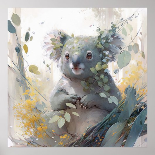 Koala Portrait Tiermalerei Natur im Freien Poster (Vorne)