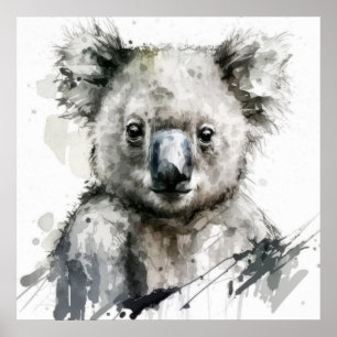 Koala Portrait Tiermalerei Natur im Freien Poster