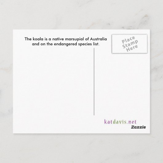 Koala Postcard Postkarte (Rückseite)