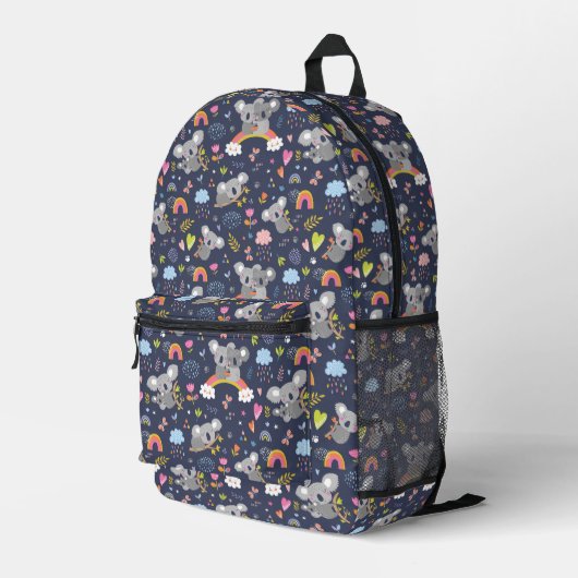 Koala Rainbow Liebe Pattern Bedruckter Rucksack (Rückseitige Ecke Rechts)