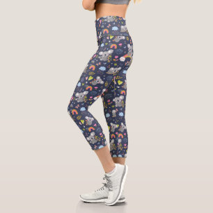 Koala Rainbow Liebe Pattern Capri Leggings