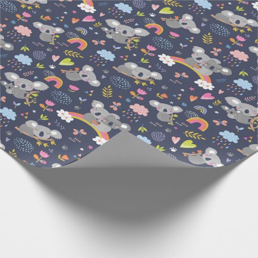 Koala Rainbow Liebe Pattern Geschenkpapier (Ecke)