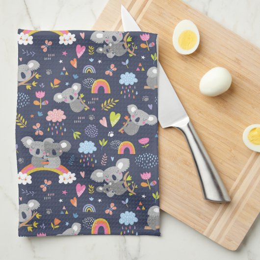 Koala Rainbow Liebe Pattern Geschirrtuch (Viertel Falte)