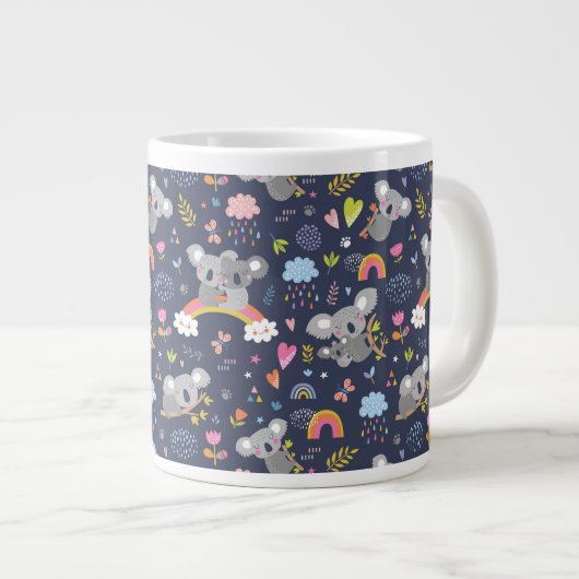 Koala Rainbow Liebe Pattern Jumbo-Tasse (Vorderseite Rechts)