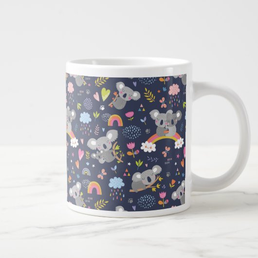 Koala Rainbow Liebe Pattern Jumbo-Tasse (Rechts)