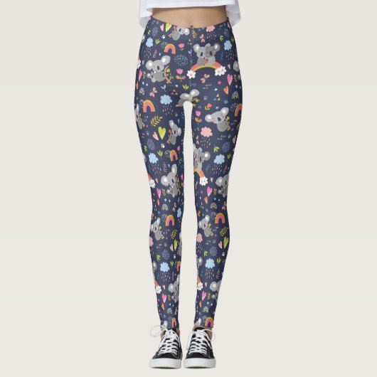 Koala Rainbow Liebe Pattern Leggings (Vorderseite)