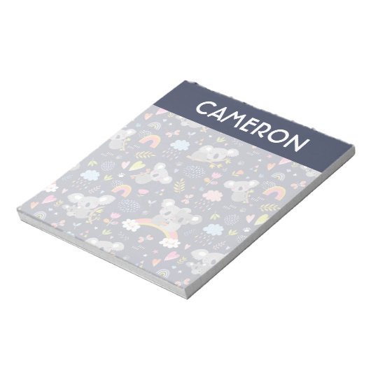 Koala Rainbow Liebe Pattern Notizblock (Rotiert)