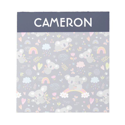Koala Rainbow Liebe Pattern Notizblock (Vorderseite)