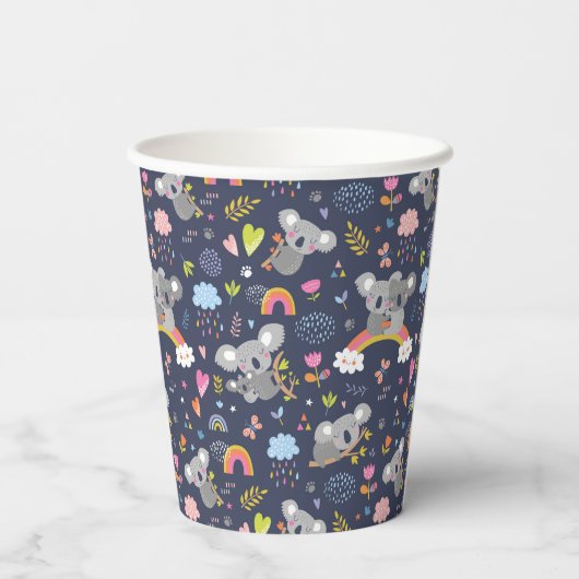 Koala Rainbow Liebe Pattern Pappbecher (Rückseite)