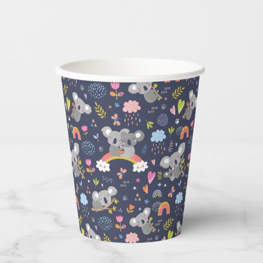 Koala Rainbow Liebe Pattern Pappbecher (Vorderseite)