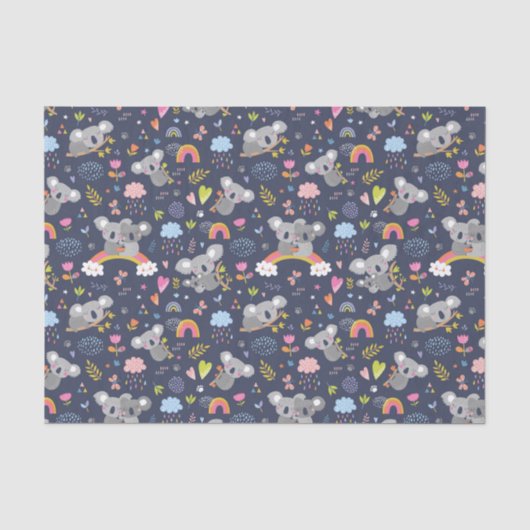 Koala Rainbow Liebe Pattern Seidenpapier (Vorderseite)