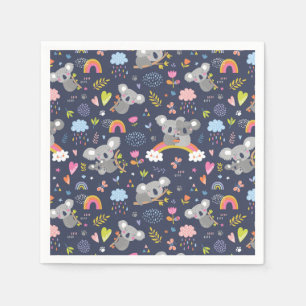 Koala Rainbow Liebe Pattern Serviette