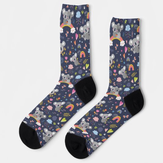 Koala Rainbow Liebe Pattern Socken (Linkes Detail)