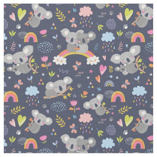 Koala Rainbow Liebe Pattern Stoff (Nahaufnahme)