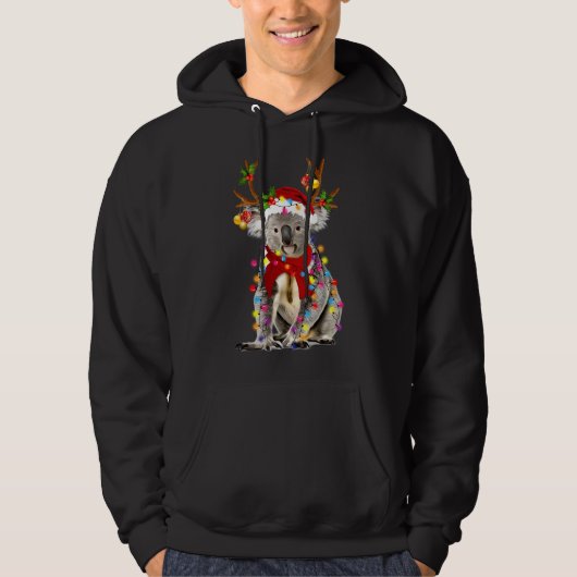 Koala Reindeer Xmas Lights Frohe Weihnachten Hoodie (Vorderseite)