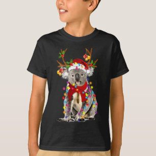 Koala Reindeer Xmas Lights Frohe Weihnachten T-Shirt